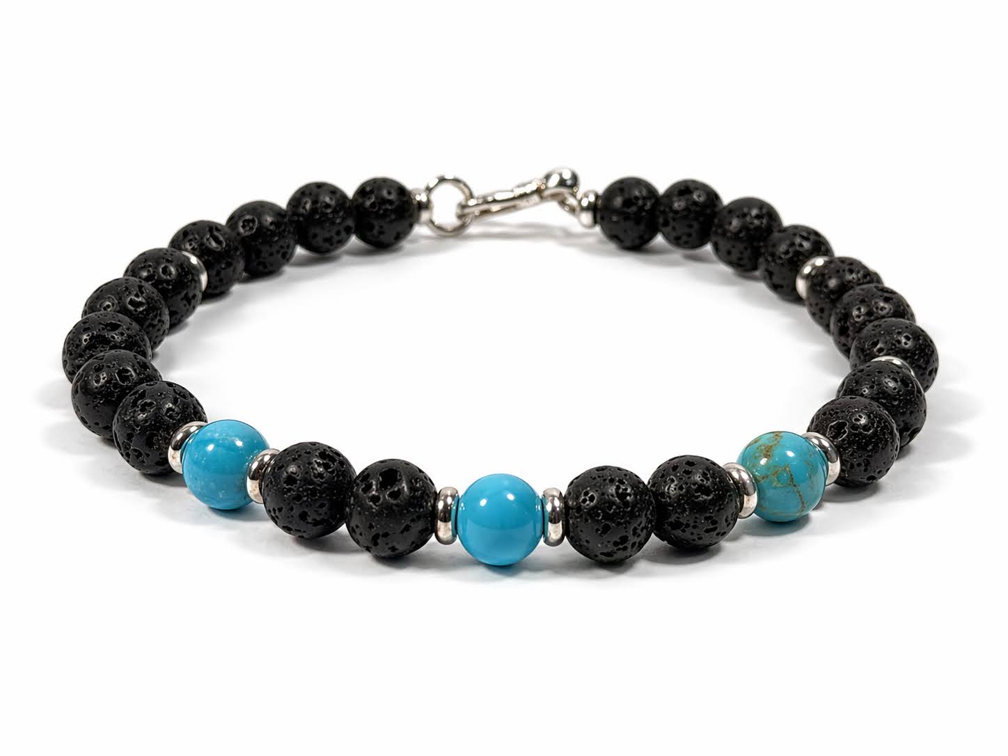 Turquise Howlit and Vulcanic Lava Bracelet with 925 Sterling Silver II