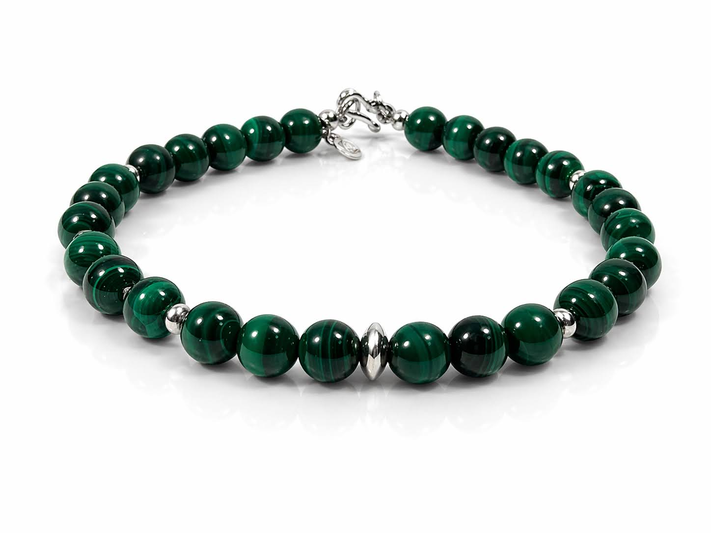Gemora Malachite IV - Malachite Bracelet with Sterling Silver 925
