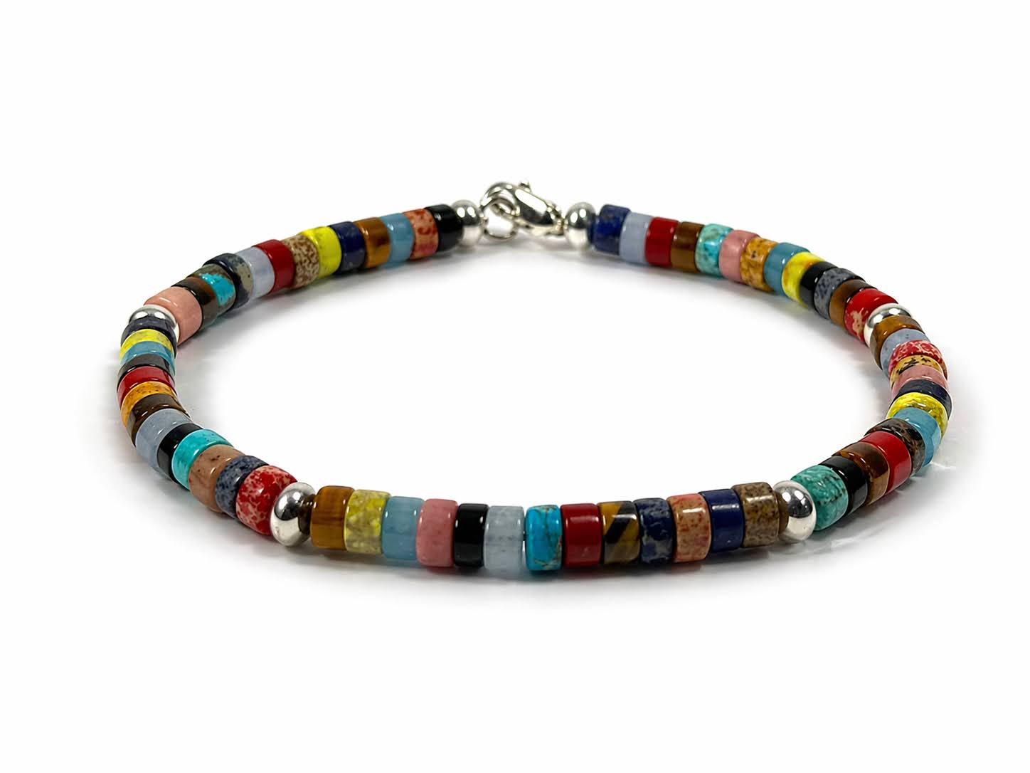 Gemora Heishi II bracelet in natural minerals and 925 sterling silver