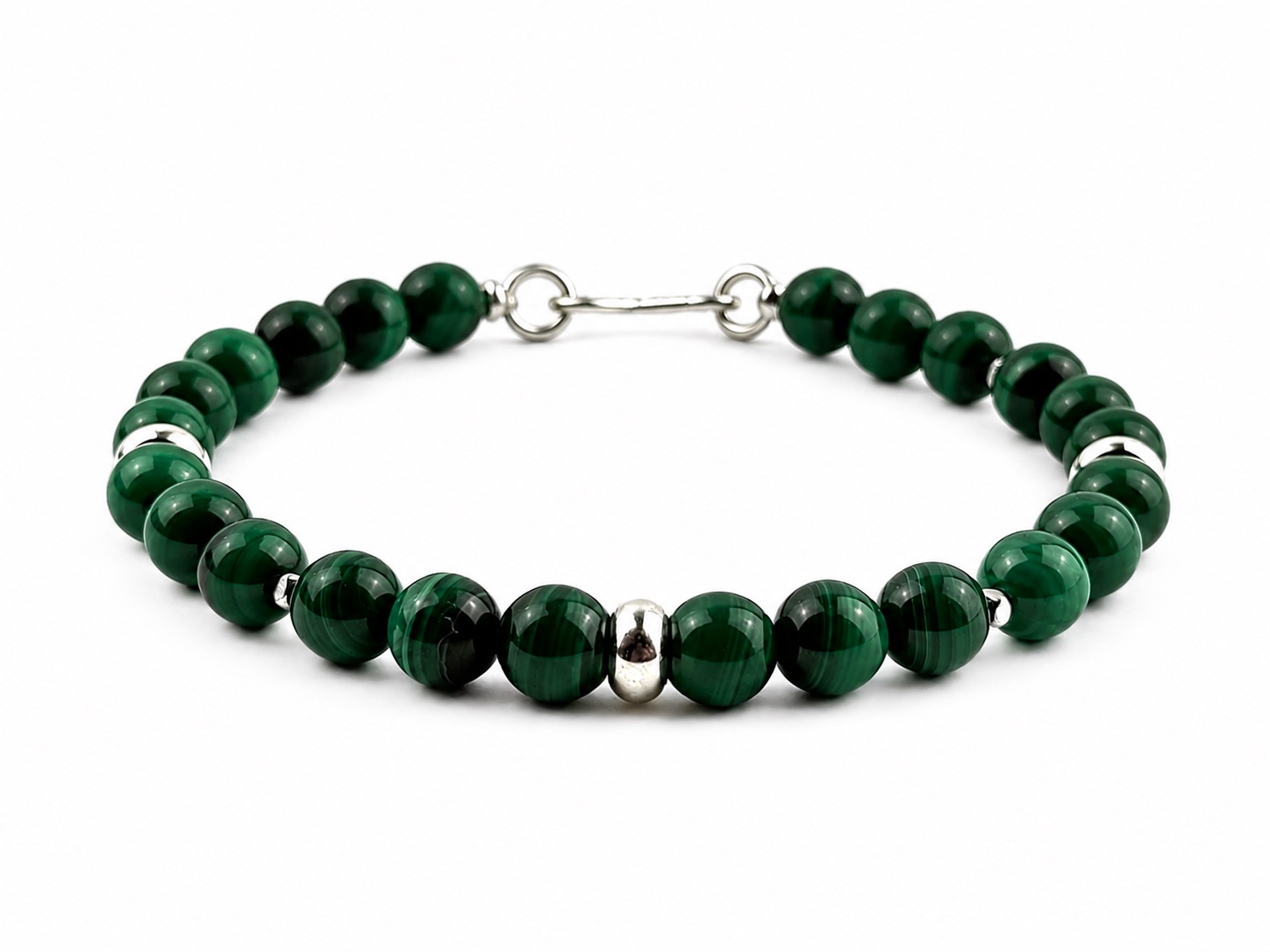 Gemora Malachite VI – Malachite Bracelet with 925 Sterling Silver