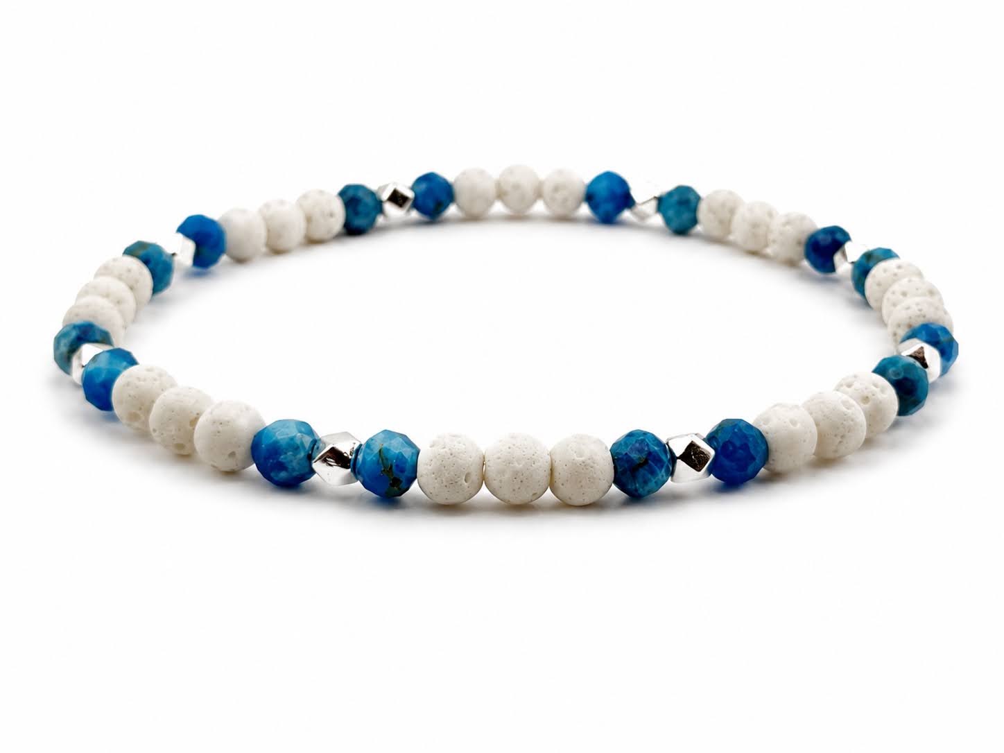 Gemora Classics Blue Apatite I with real Silver and White Lava