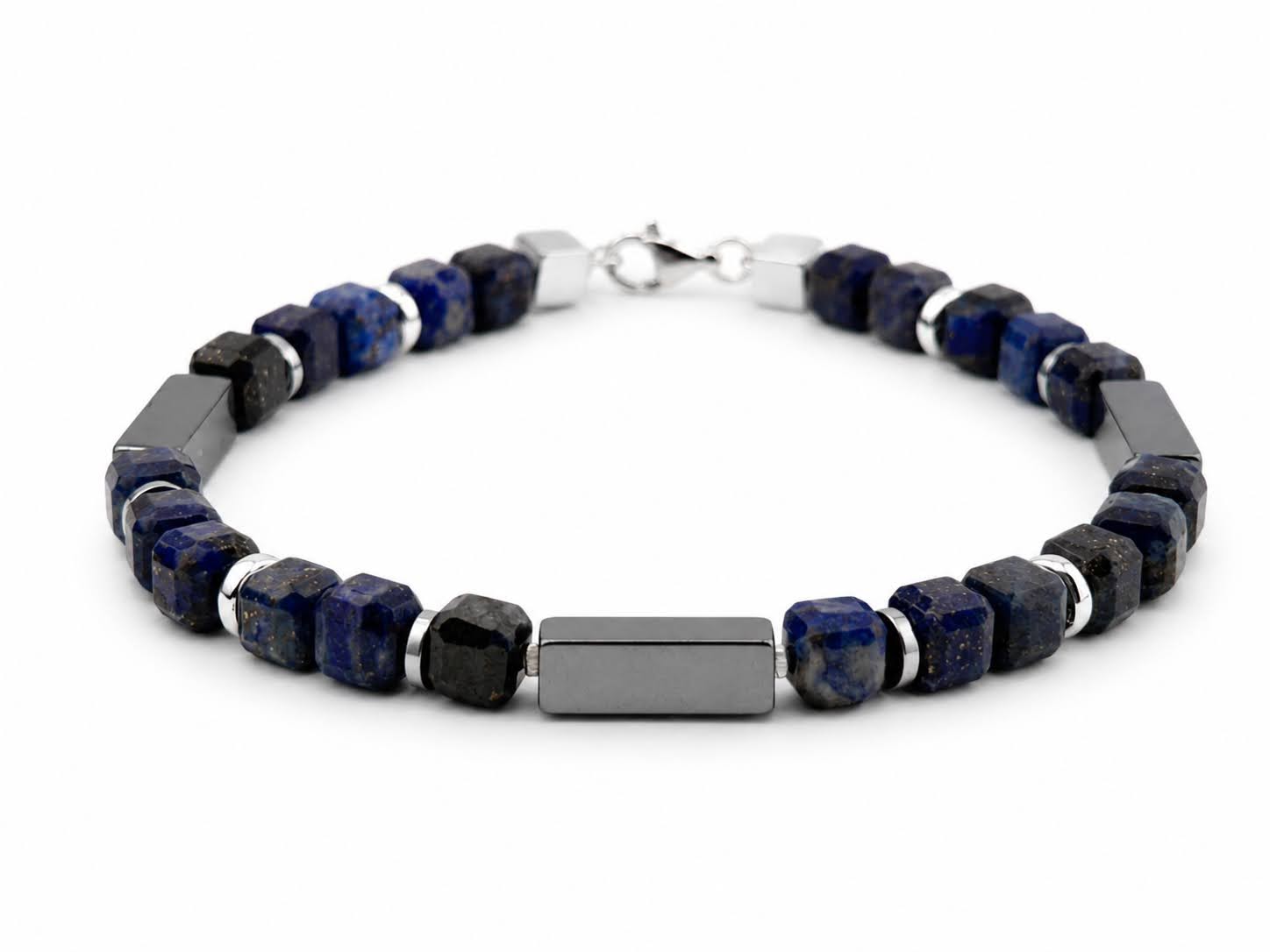 Gemora Signature Faceted Lapis Lazuli, Hematite and Sterling Silver I