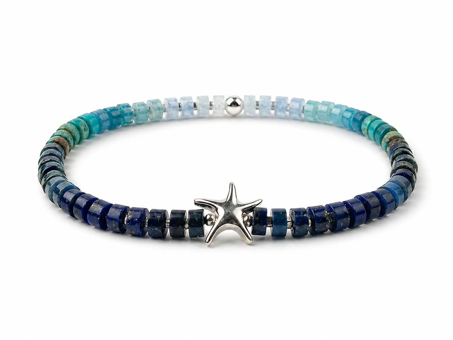 Gemora Heishi I bracelet in lapis lazuli and turquoise with 925 sterling silver
