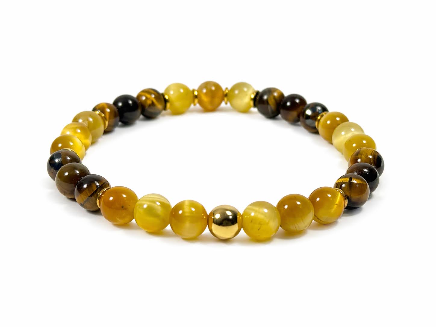 Gemora Classics III – Tiger Eye Bracelet with Gold-Plated 925 Sterling Silver