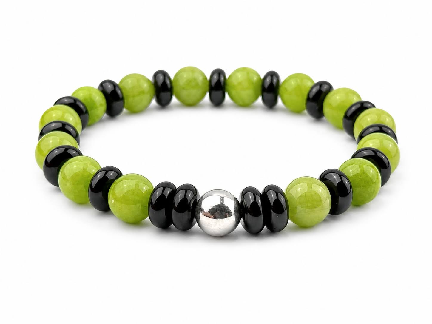 Gemora Classic – Serpentine Bracelet with Sterling Silver and Onyx I