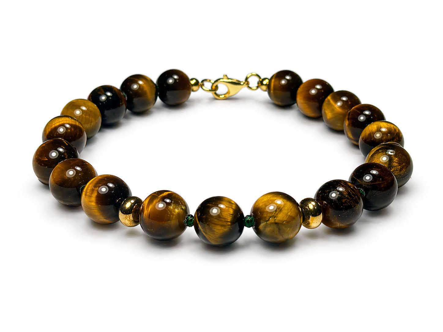 Gemora Tiger Eye I – tiger eye bracelet with gold-plated 925 silver